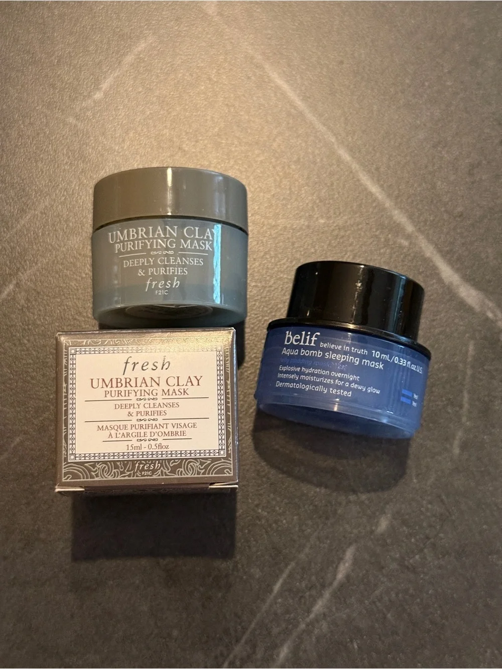 Mask Bundle: fresh Umbrian Clay Purifying Mask & belif Aqua bomb sleeping mask